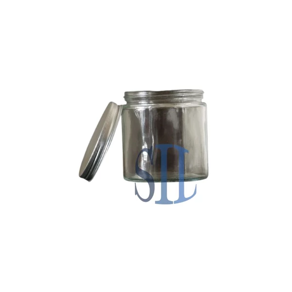 Glass Jar 400 ml Bottle with Silver Lid / 400 ml Glass Jar